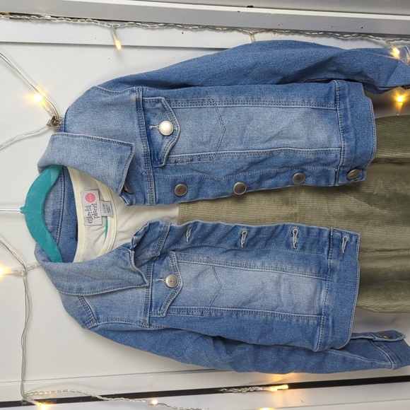 Girl's Size 8 Olive Dress Bundle: Dress, Tee, Denim Jacket - Picture 3 of 11